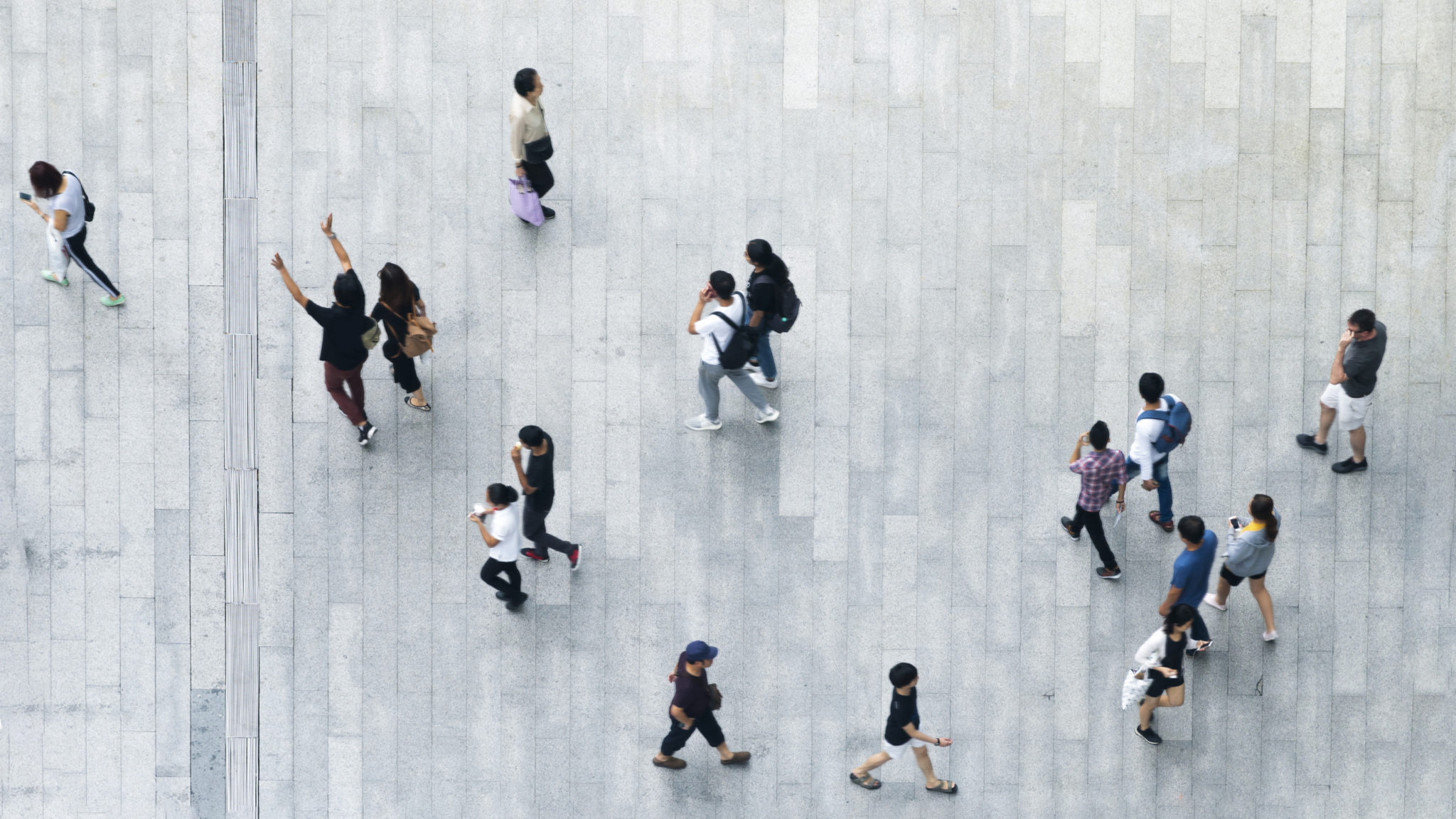 top aerial view crowd of people walking on business street pedestrian